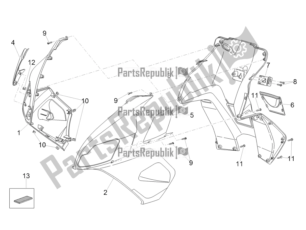 All parts for the Side Fairing of the Aprilia SR 50 R 2021