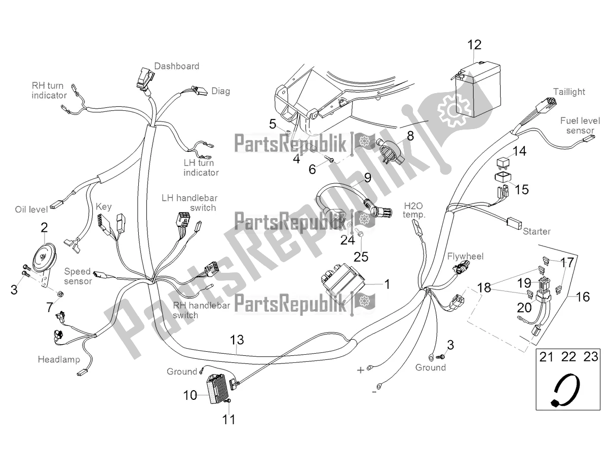 All parts for the Central Electrical System of the Aprilia SR 50 R 2022