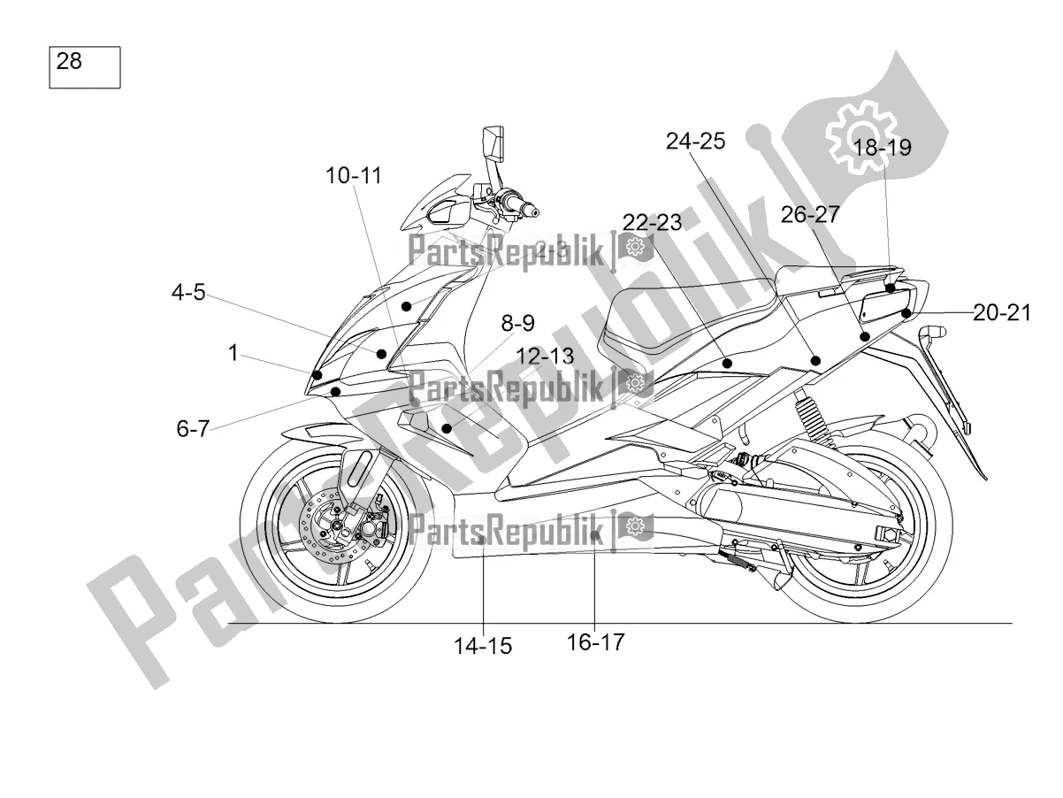 All parts for the Decal of the Aprilia SR 50 R 2022