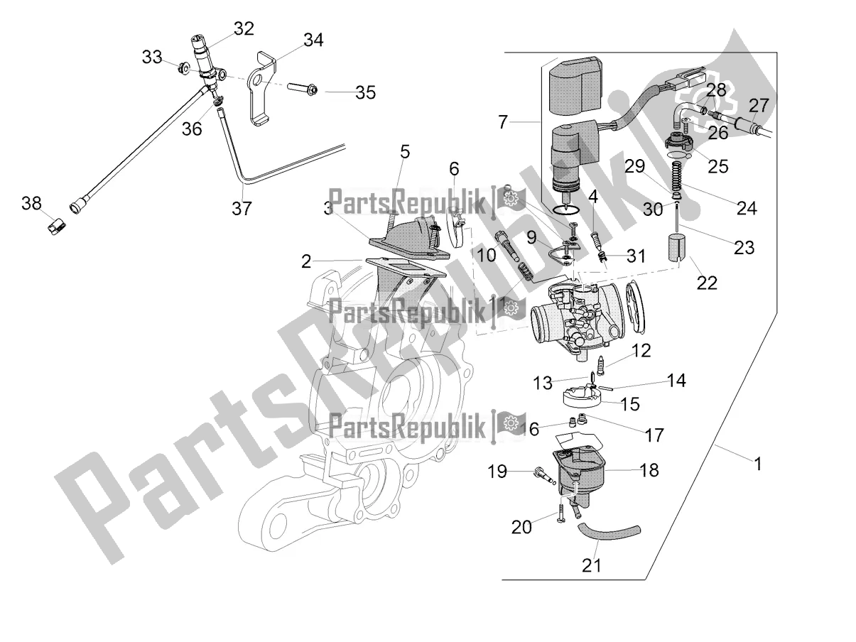 All parts for the Carburettor of the Aprilia SR 50 R Replica 2019