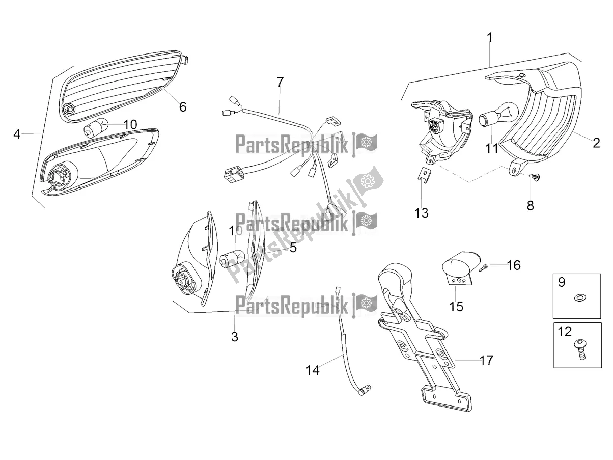 All parts for the Rear Lights of the Aprilia SR 50 R Replica 2019