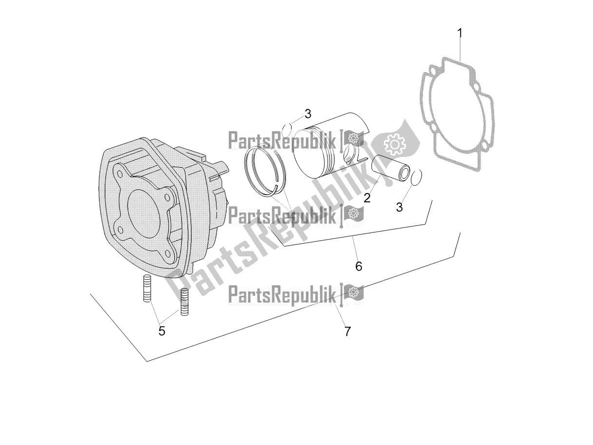 All parts for the Cylinder - Piston of the Aprilia SR 50 R Replica 2020