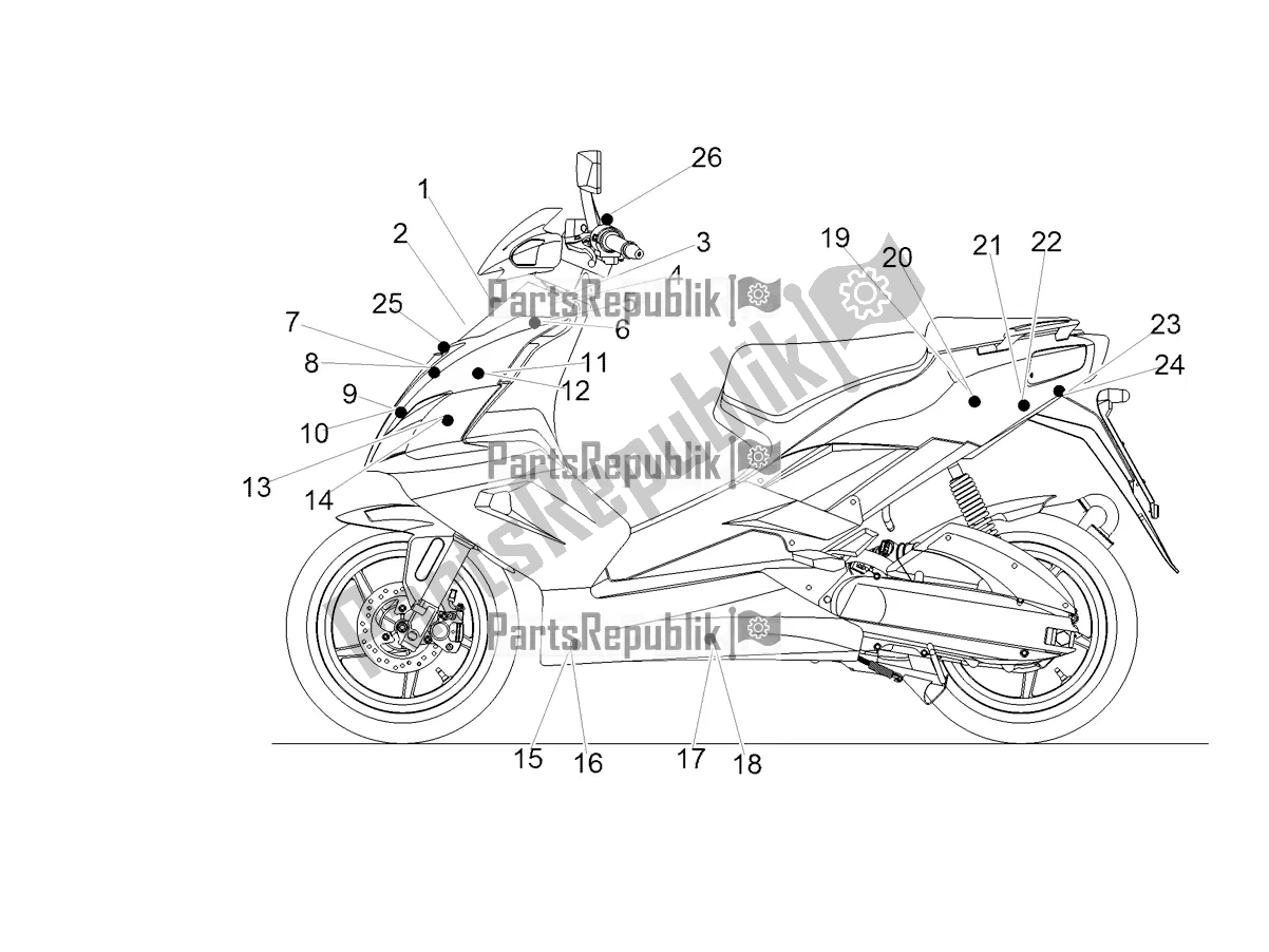 Todas as partes de Decalque do Aprilia SR 50 R Replica 2020