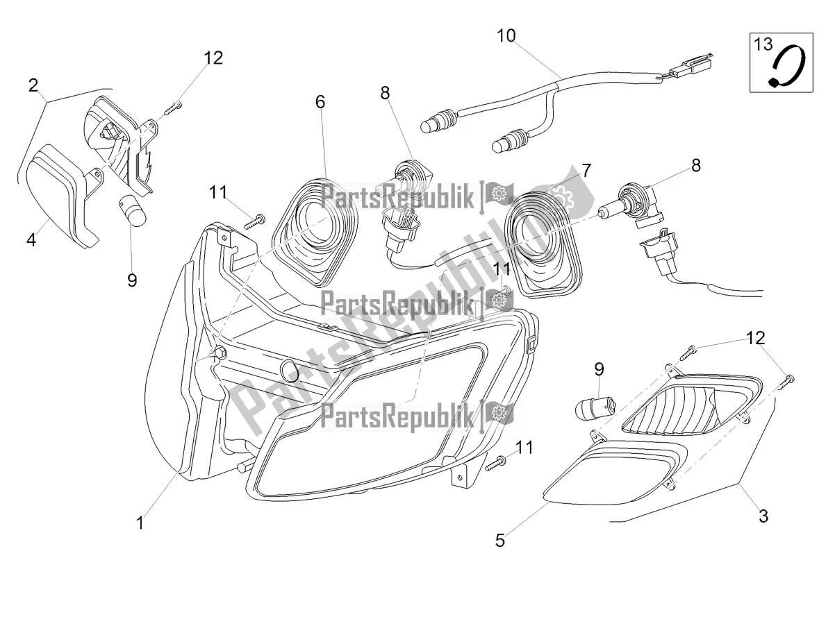 Todas as partes de Luzes Dianteiras do Aprilia SR 50 R Replica 2021