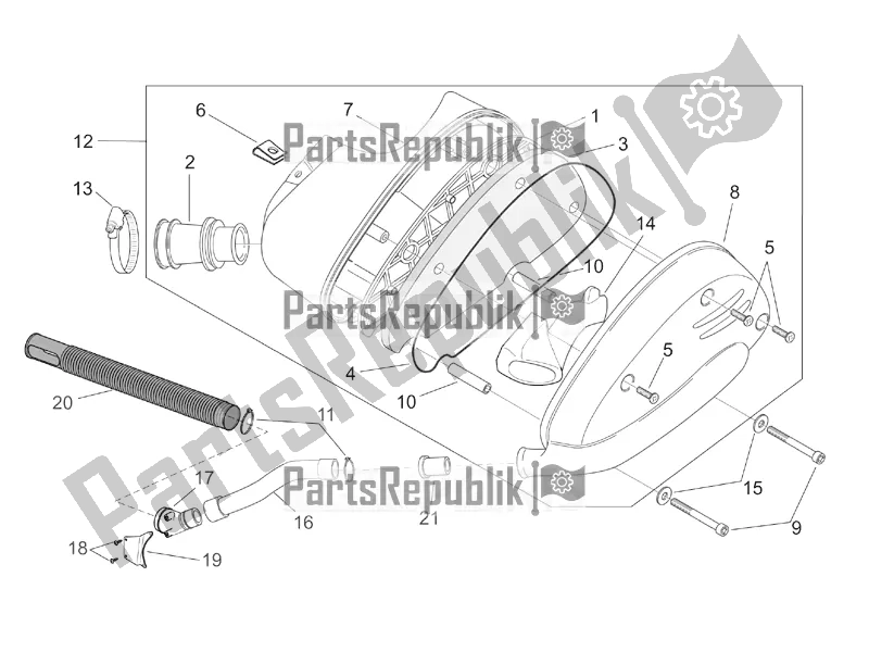 Todas as partes de Caixa De Ar do Aprilia SR 50 Street Ie+carb. Piaggio 2016