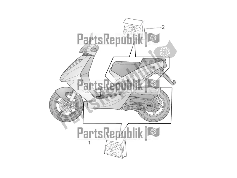 All parts for the Central And Rear Body Decal of the Aprilia SR 50 Street Ie+carb. Piaggio 2016