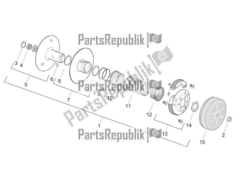 All parts for the Clutch of the Aprilia SR 50 Street Ie+carb. Piaggio 2016