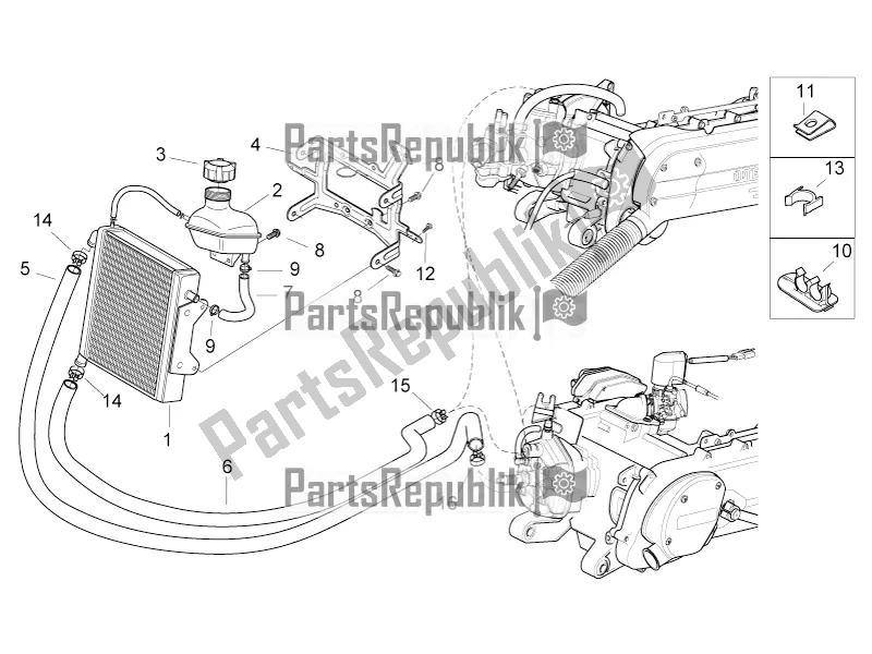 All parts for the Cooling System of the Aprilia SR 50 Street Ie+carb. Piaggio 2016