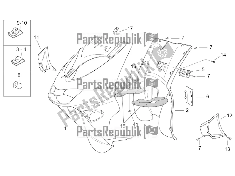 Tutte le parti per il Corpo Anteriore Iii del Aprilia SR 50 Street Ie+carb. Piaggio 2016