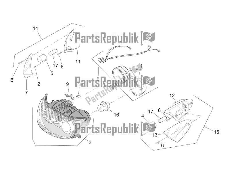 Alle Teile für das Frontscheinwerfer des Aprilia SR 50 Street Ie+carb. Piaggio 2016