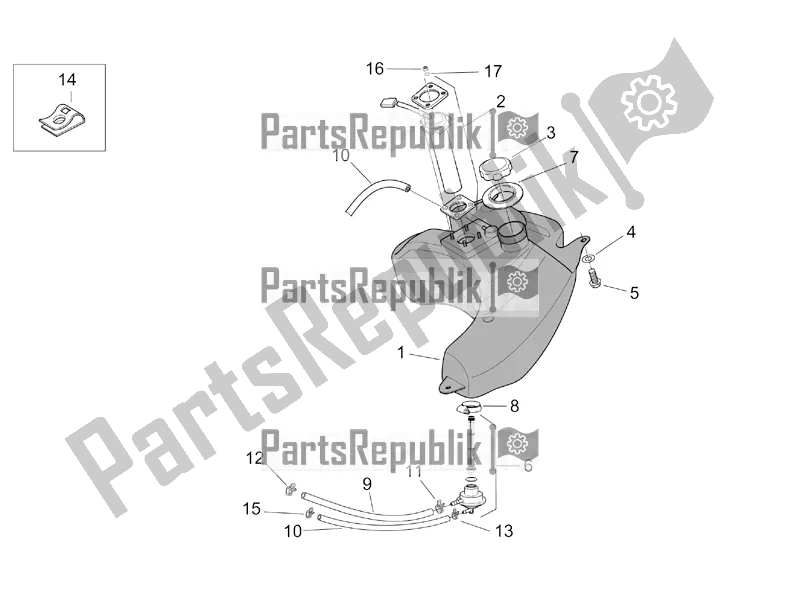 All parts for the Fuel Tank Ii of the Aprilia SR 50 Street Ie+carb. Piaggio 2016