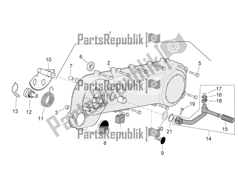 Alle Teile für das Getriebeabdeckung des Aprilia SR 50 Street Ie+carb. Piaggio 2016