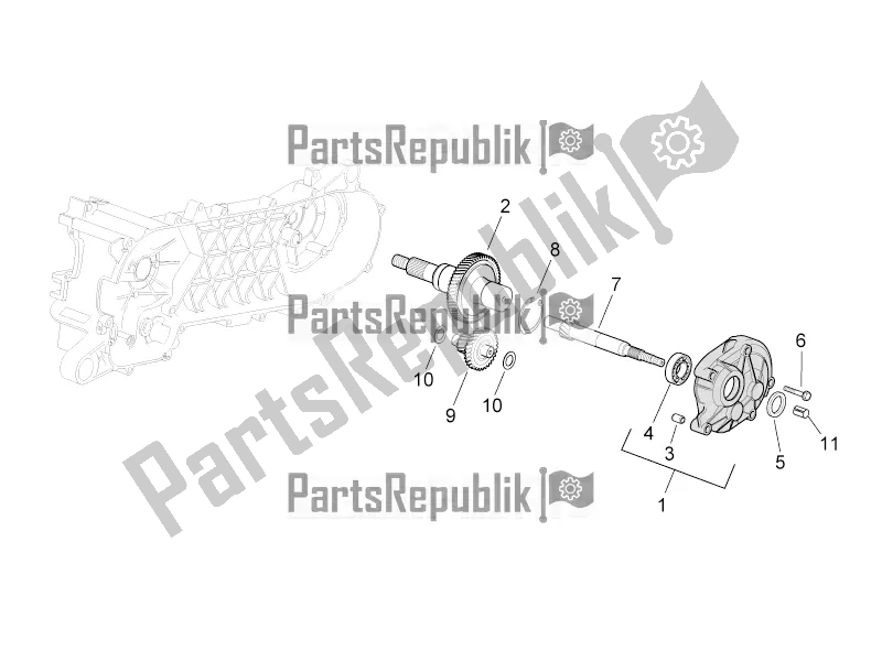 Todas las partes para Transmisión De Transmisión Final de Aprilia SR 50 Street Ie+carb. Piaggio 2016