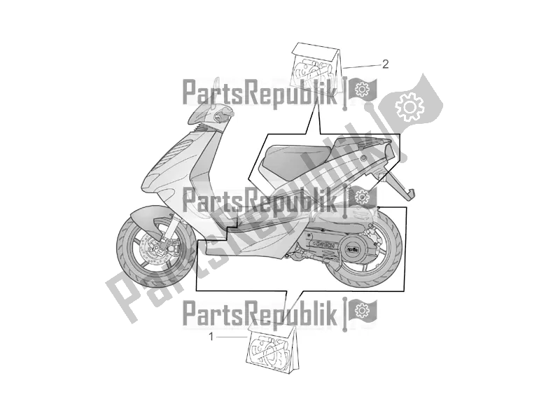 All parts for the Central And Rear Body Decal of the Aprilia SR 50 Street Ie+carb. Piaggio 2017