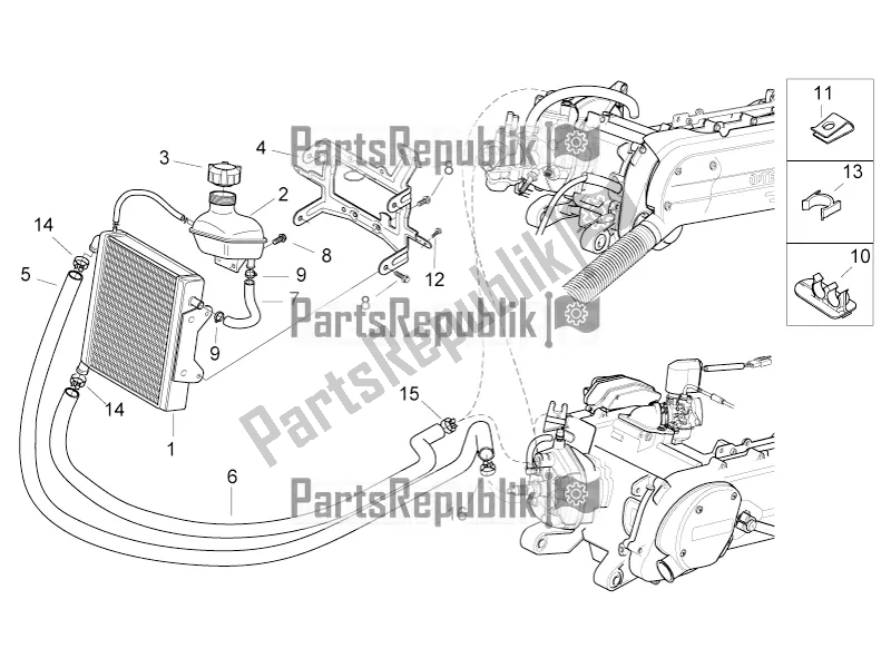 Alle Teile für das Kühlsystem des Aprilia SR 50 Street Ie+carb. Piaggio 2017