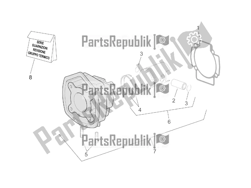 All parts for the Cylinder With Piston of the Aprilia SR 50 Street Ie+carb. Piaggio 2017