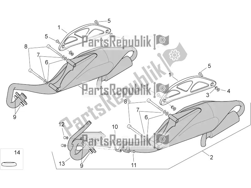 All parts for the Exhaust Pipe of the Aprilia SR 50 Street Ie+carb. Piaggio 2017