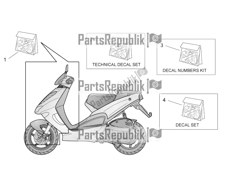 Alle onderdelen voor de Voorkant En Technische Sticker van de Aprilia SR 50 Street Ie+carb. Piaggio 2017