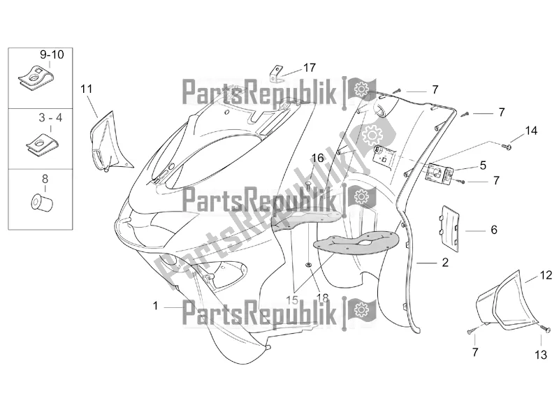 All parts for the Front Body Iii of the Aprilia SR 50 Street Ie+carb. Piaggio 2017