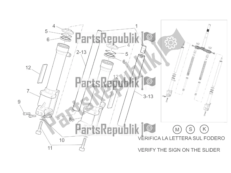 All parts for the Front Fork Iii of the Aprilia SR 50 Street Ie+carb. Piaggio 2017