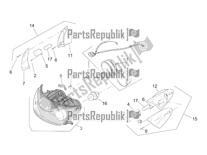 All parts for the Front Lights of the Aprilia SR 50 Street Ie+carb. Piaggio 2017