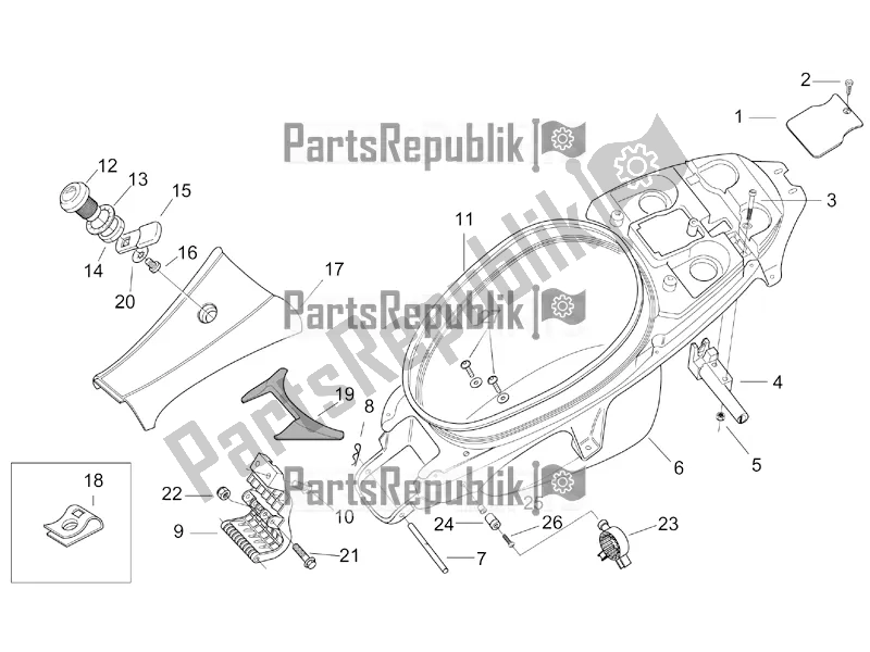 Alle onderdelen voor de Achterlichaam Ii van de Aprilia SR 50 Street Ie+carb. Piaggio 2017