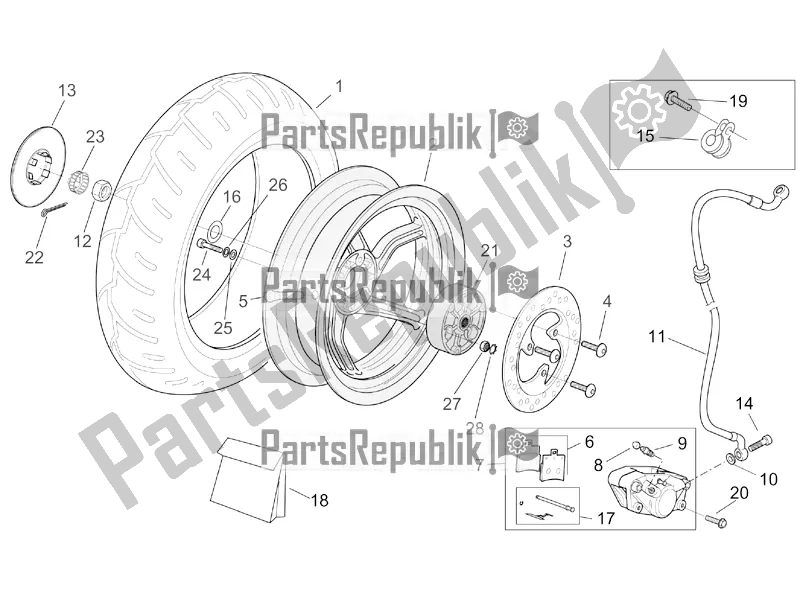 All parts for the Rear Wheel - Disc Brake of the Aprilia SR 50 Street Ie+carb. Piaggio 2017