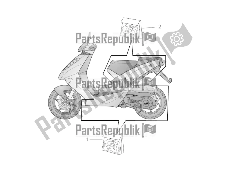 All parts for the Central And Rear Body Decal of the Aprilia SR 50 Street Ie+carb. Piaggio 2018