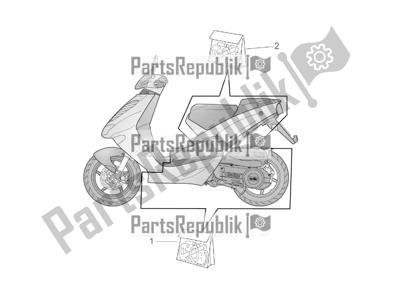 Tutte le parti per il Decalcomania Corpo Centrale E Posteriore del Aprilia SR 50 Street Ie+carb. Piaggio 2018