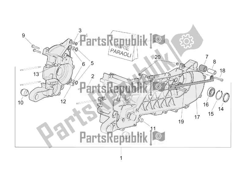 Alle Teile für das Kurbelgehäuse des Aprilia SR 50 Street Ie+carb. Piaggio 2018