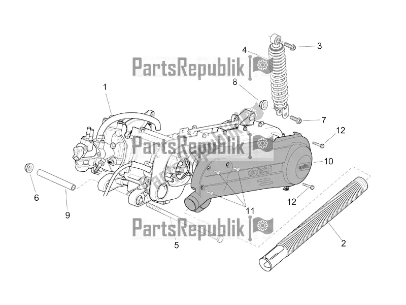 Todas as partes de Motor Eu do Aprilia SR 50 Street Ie+carb. Piaggio 2018