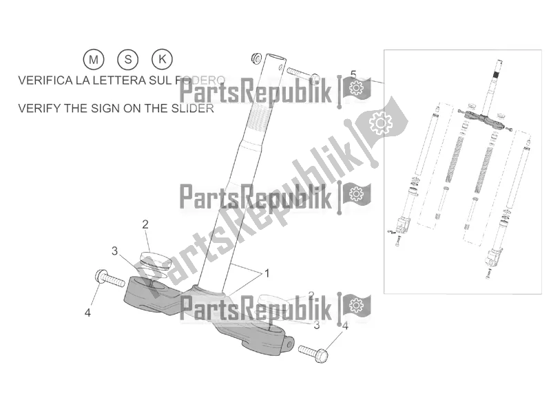 Todas as partes de Garfo Dianteiro I do Aprilia SR 50 Street Ie+carb. Piaggio 2018