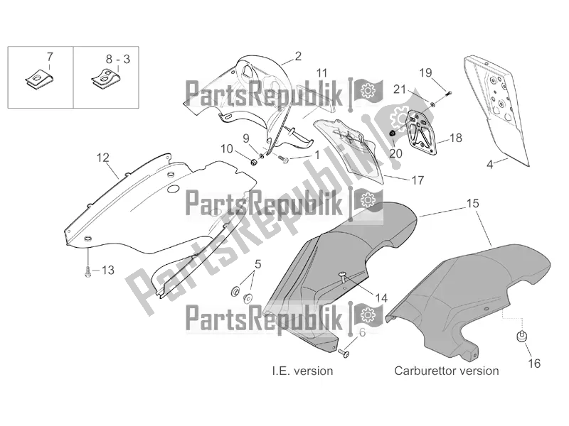 Tutte le parti per il Corpo Posteriore Iii del Aprilia SR 50 Street Ie+carb. Piaggio 2018