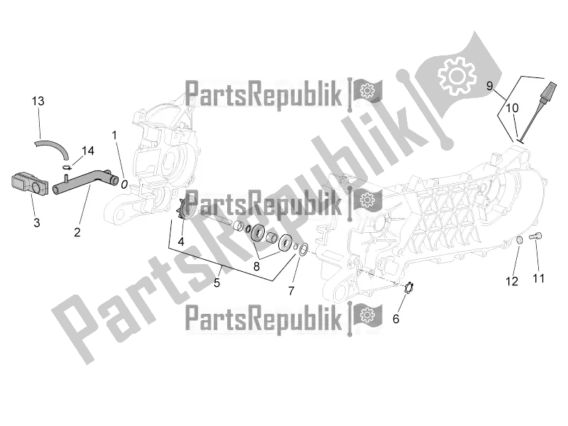 All parts for the Water Pump of the Aprilia SR 50 Street Ie+carb. Piaggio 2018