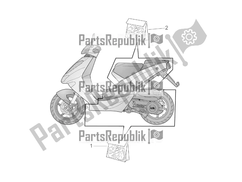 All parts for the Central And Rear Body Decal of the Aprilia SR 50 Street Ie+carb. Piaggio 2019