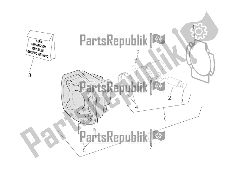 Toutes les pièces pour le Cylindre Avec Piston du Aprilia SR 50 Street Ie+carb. Piaggio 2019