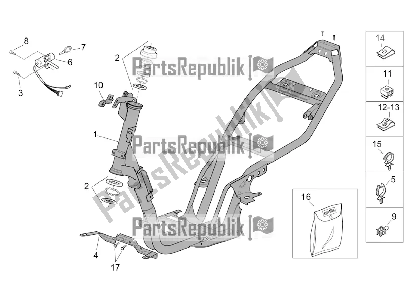 Alle onderdelen voor de Kader van de Aprilia SR 50 Street Ie+carb. Piaggio 2019