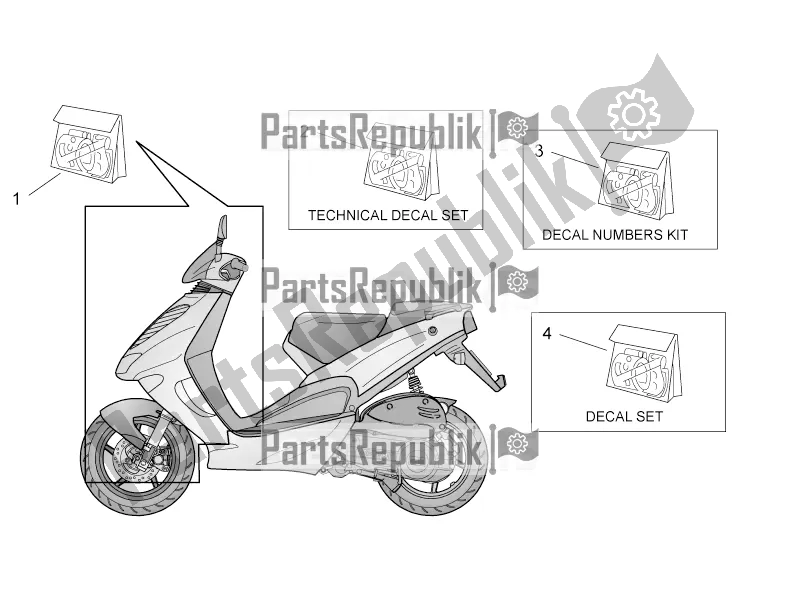 Alle onderdelen voor de Voorkant En Technische Sticker van de Aprilia SR 50 Street Ie+carb. Piaggio 2019
