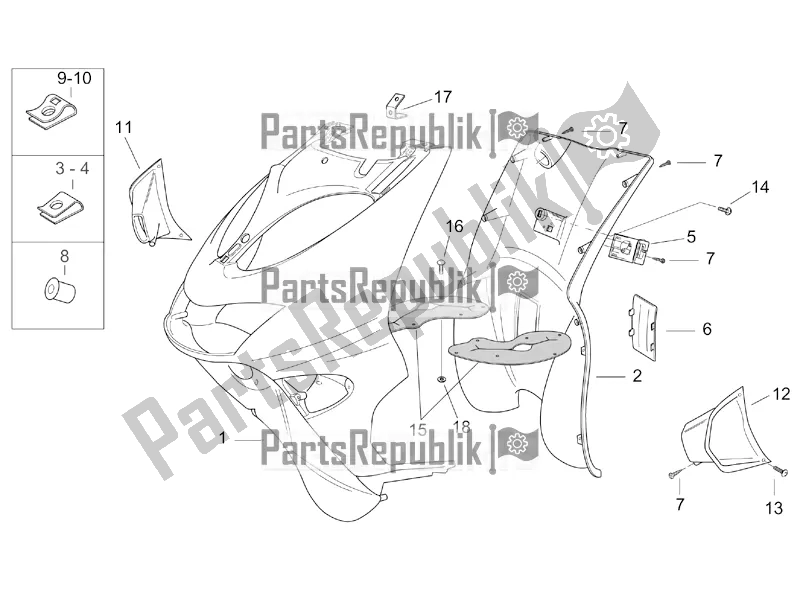 All parts for the Front Body Iii of the Aprilia SR 50 Street Ie+carb. Piaggio 2019