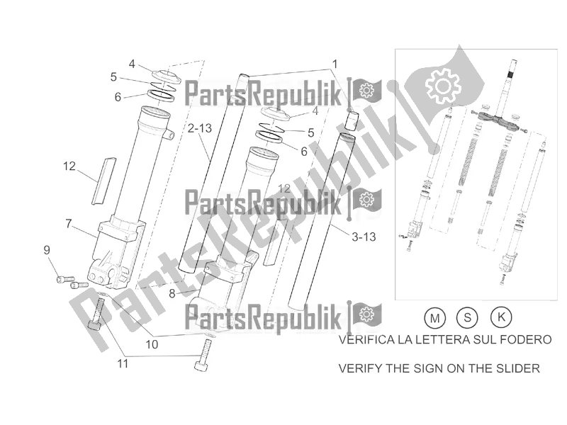 All parts for the Front Fork Iii of the Aprilia SR 50 Street Ie+carb. Piaggio 2019