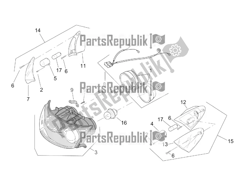 All parts for the Front Lights of the Aprilia SR 50 Street Ie+carb. Piaggio 2019