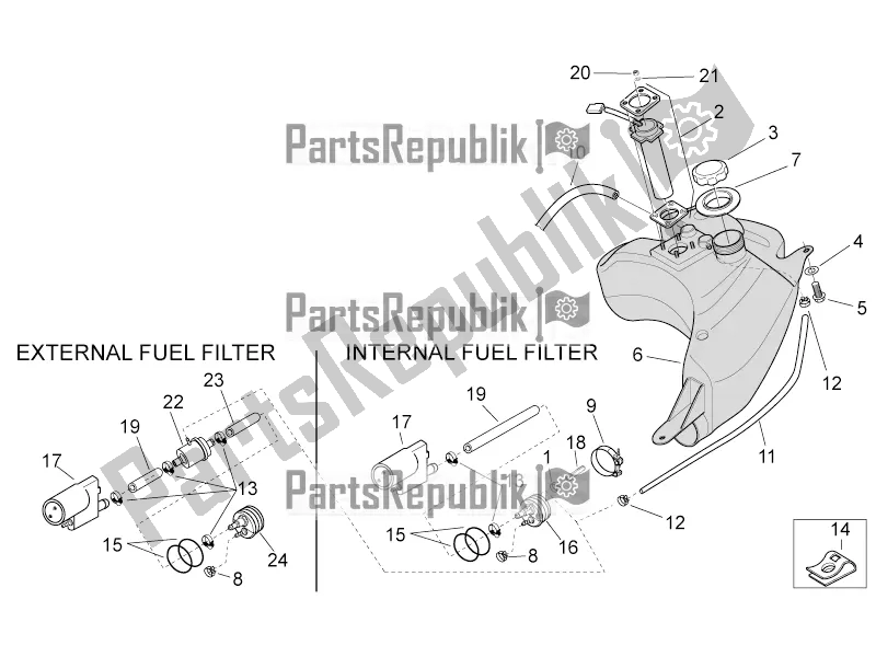 Tutte le parti per il Serbatoio Carburante I del Aprilia SR 50 Street Ie+carb. Piaggio 2019