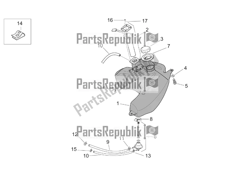 All parts for the Fuel Tank Ii of the Aprilia SR 50 Street Ie+carb. Piaggio 2019