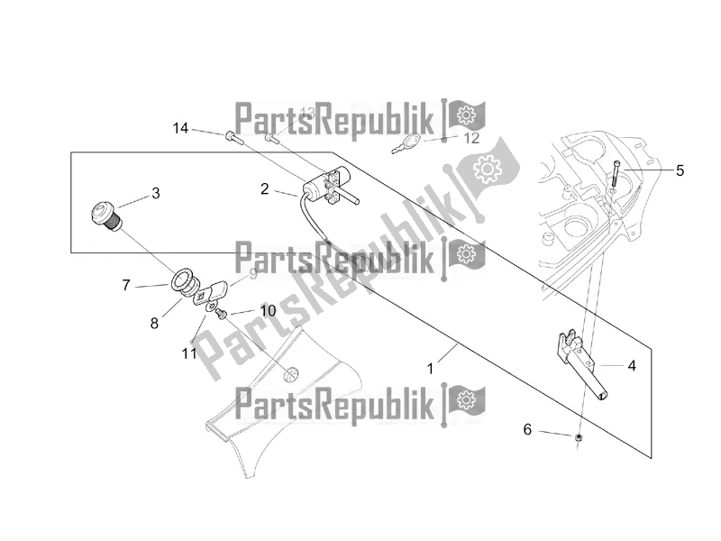 Alle onderdelen voor de Slot Hardware Kit van de Aprilia SR 50 Street Ie+carb. Piaggio 2019