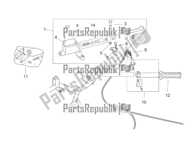 Todas as partes de Controles Rh do Aprilia SR 50 Street Ie+carb. Piaggio 2019