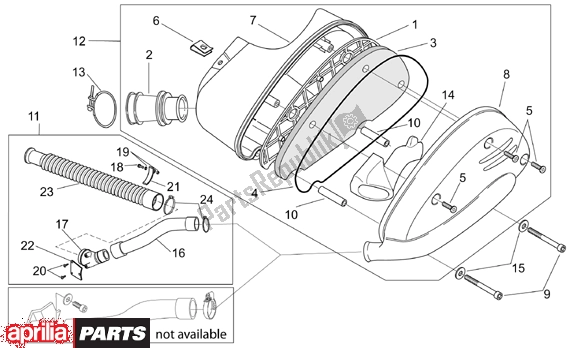 All parts for the Air Box of the Aprilia SR Ditech Euro 2 554 50 2002 - 2003