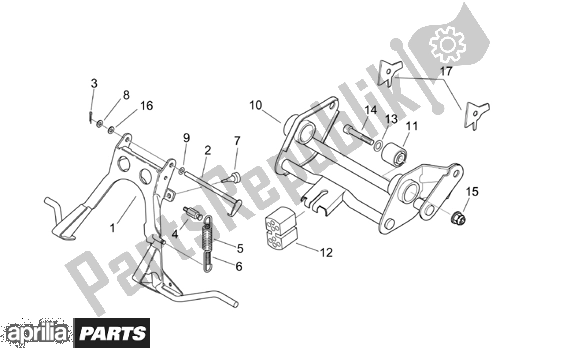 All parts for the Central Stand Connecting Rod of the Aprilia SR Ditech Euro 2 554 50 2002 - 2003