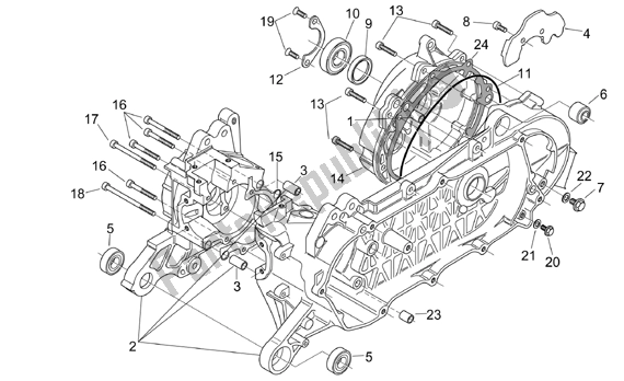 All parts for the Crank Case (ditech) of the Aprilia SR Ditech Euro 2 554 50 2002 - 2003