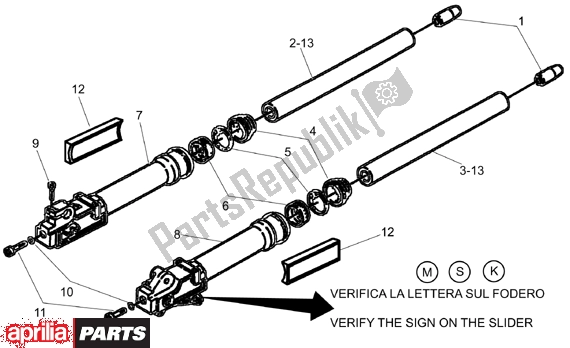 Toutes les pièces pour le Front Fork Ii du Aprilia SR Ditech Euro 2 554 50 2002 - 2003