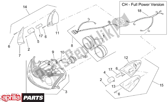 Alle onderdelen voor de Front Lights van de Aprilia SR Ditech Euro 2 554 50 2002 - 2003